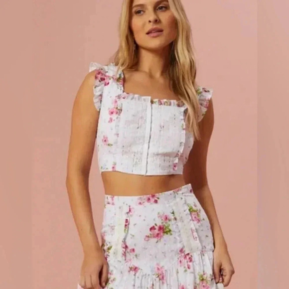 Altar'd State Belle Pink Floral Corset Top NWT - Picture 5 of 6